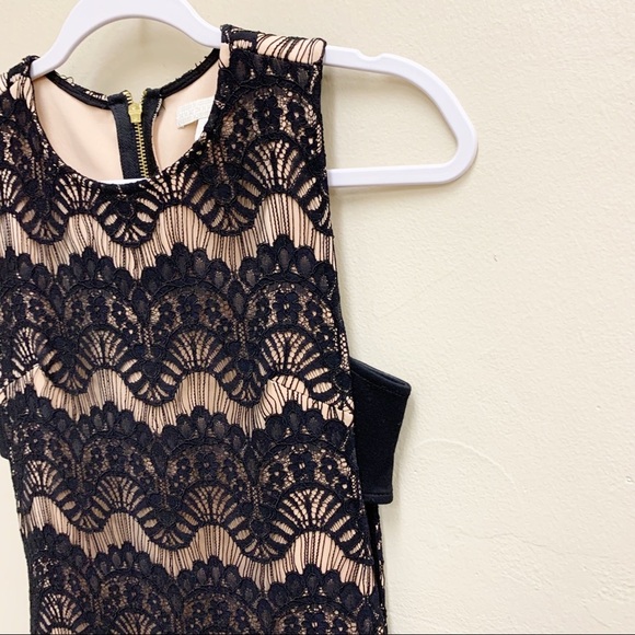 GB Black Guipure Lace Bandeau Cut Out Dress Cocktail Midi - Picture 7 of 12
